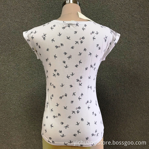 Women's cotton printed knitted top